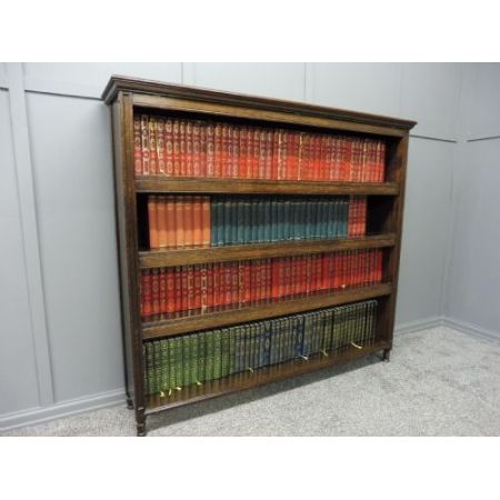 offenes Bücherregal aus edwardianischer Eiche original antik 