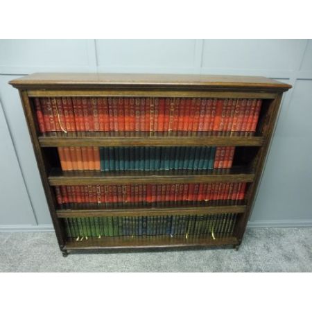 offenes Bücherregal aus edwardianischer Eiche original antik 