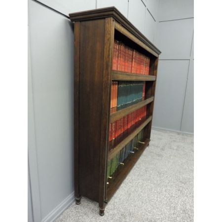 offenes Bücherregal aus edwardianischer Eiche original antik 