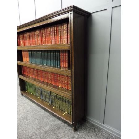 offenes Bücherregal aus edwardianischer Eiche original antik 
