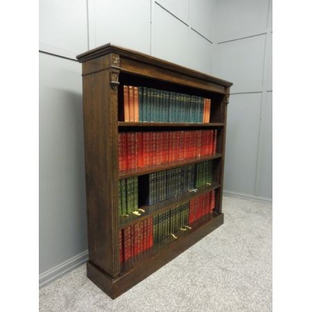 antikes offenes Bücherregal aus edwardianischer Eiche