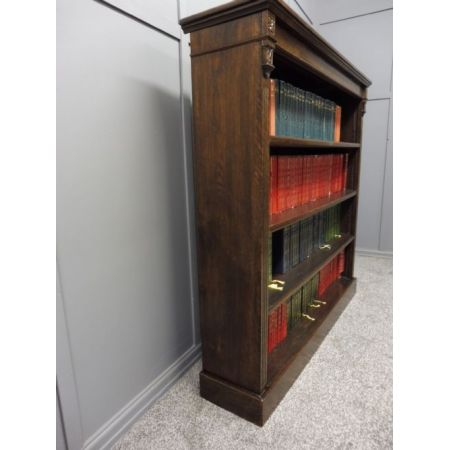 antikes offenes Bücherregal aus edwardianischer Eiche