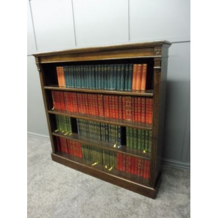 antikes offenes Bücherregal aus edwardianischer Eiche