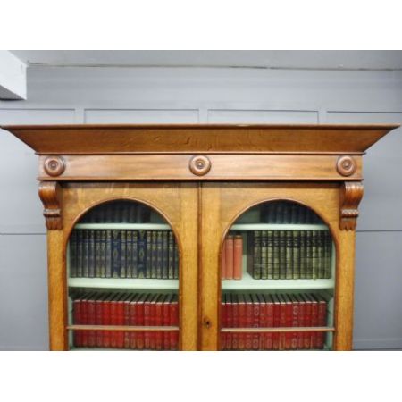 Eichen-und Mahagoni- Bücherschrank Massivholzschrank antik 19. Jahrhundert 