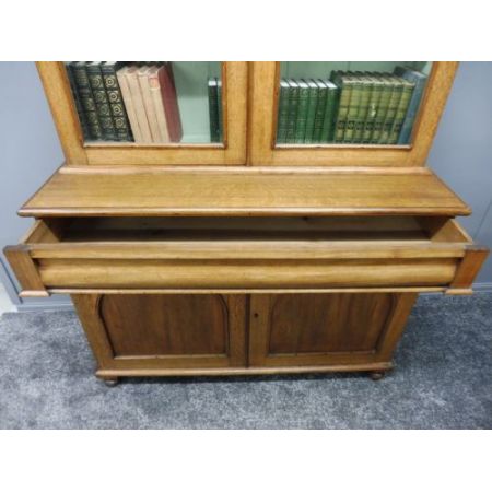 Eichen-und Mahagoni- Bücherschrank Massivholzschrank antik 19. Jahrhundert 