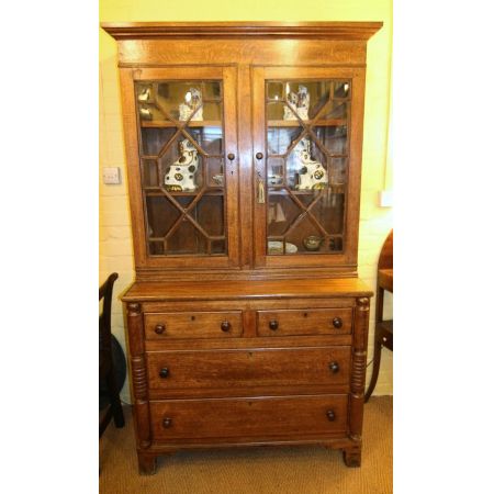 Bücherregal Eiche antik Massivholzschrank 19. Jahrhundert