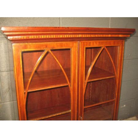 spätes viktorianisches antikes Mahagonibücherregal aus Massivholz 