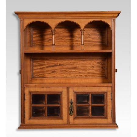 antikes Wandhängebücherregal aus Satinwood, von 1900 