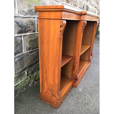 antikes viktorianisches offenes Walnussbücherregal aus Massivholz 