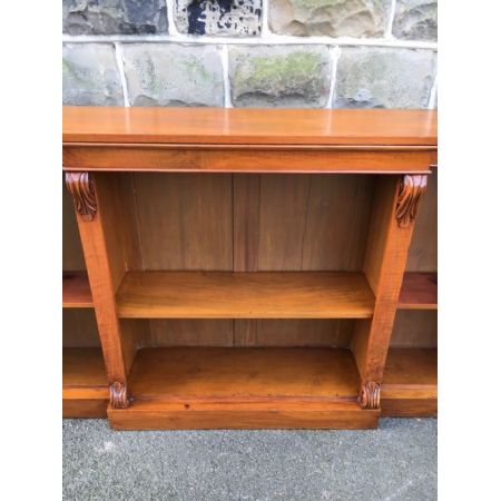 antikes viktorianisches offenes Walnussbücherregal aus Massivholz 