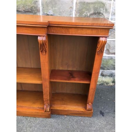 antikes viktorianisches offenes Walnussbücherregal aus Massivholz 