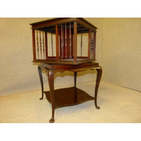 antikes drehbares Mahagonibücherregal aus Massivholz , 1900