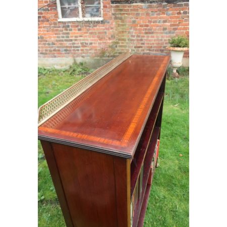 antikes eingelegtes Mahgonibücherregal aus Massivholz, edwardianischer Stil 