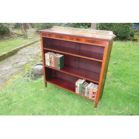 antikes eingelegtes Mahgonibücherregal aus Massivholz, edwardianischer Stil 