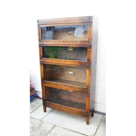 1920er 4-stufige verglastes Eichenbücherregal, Globe Wernicke