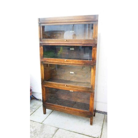 1920er 4-stufige verglastes Eichenbücherregal, Globe Wernicke