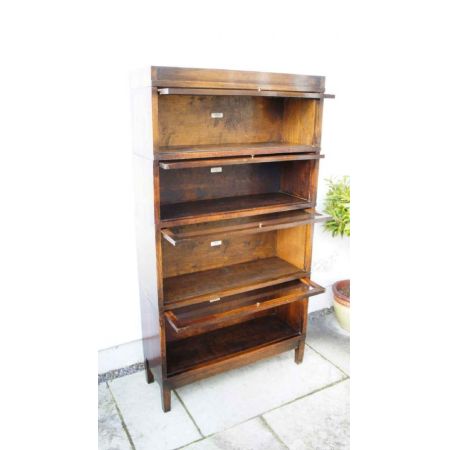 1920er 4-stufige verglastes Eichenbücherregal, Globe Wernicke