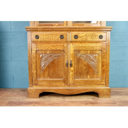 antikes englisches Eichenbücherregal glasiert