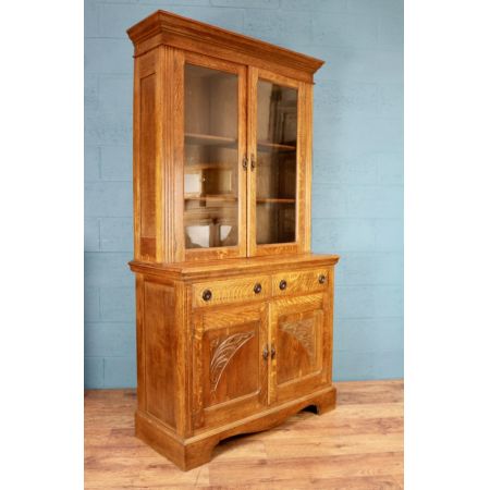 antikes englisches Eichenbücherregal glasiert