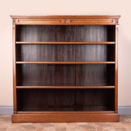 edwardianisches Eichenbücherregal aus Massivholz 