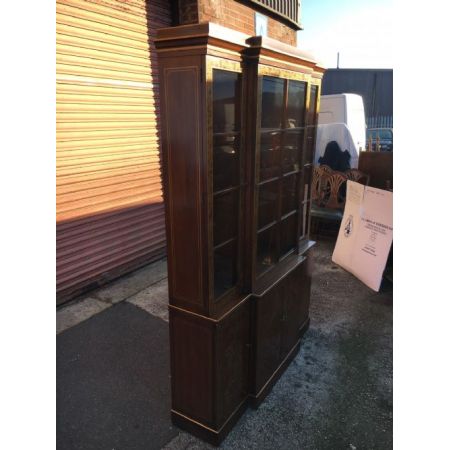 antikes Walnussbücherregal/ Bibliothek, lackierte Chinoiserie, 1900