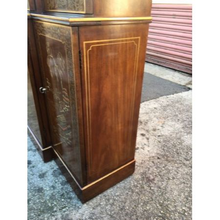 antikes Walnussbücherregal/ Bibliothek, lackierte Chinoiserie, 1900