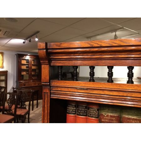 antikes viktorianisch gotisches Eichenbücherregal, drehbar um ca. 1870-1880