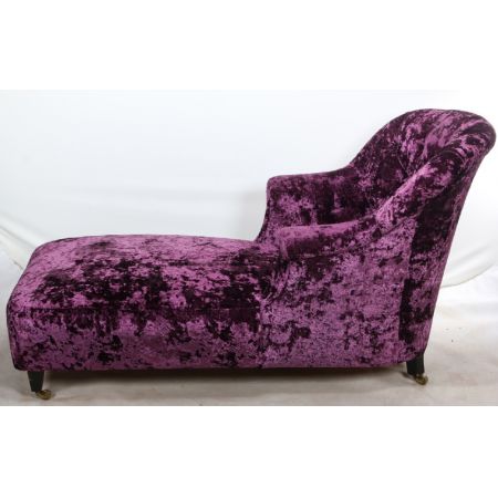 antike viktorianische violettfarbene Samtchaiselongue,1880