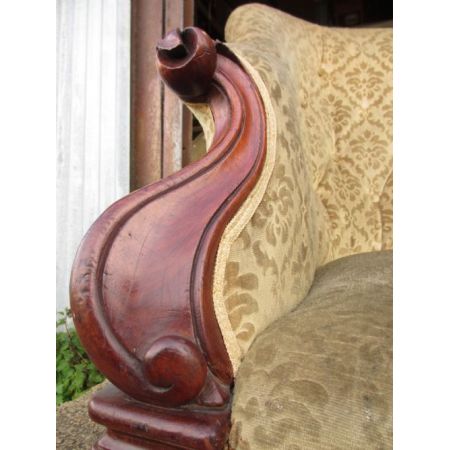 früh viktorianisches Mahagoni-Showood-Doppelsofa mit hoher Rückenlehne, original antik 