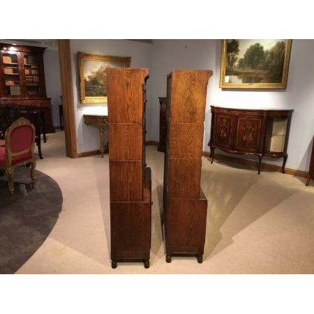 Zwei Eichen Bücherschränke Massivholz antik ca 1920