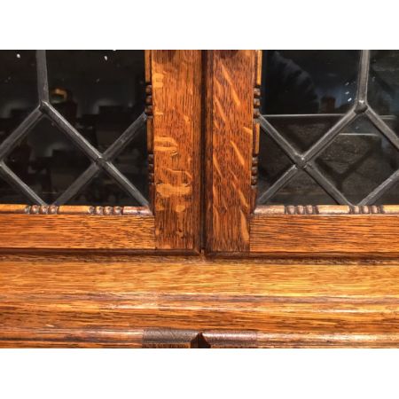 Zwei Eichen Bücherschränke Massivholz antik ca 1920