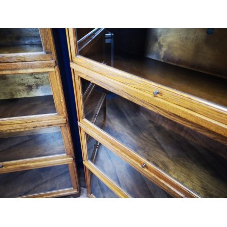 Zwei Art Deco Eichen Bücherschränke Massivholz antik ca 1940