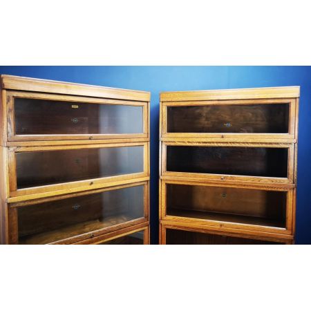 Zwei Art Deco Eichen Bücherschränke Massivholz antik ca 1940