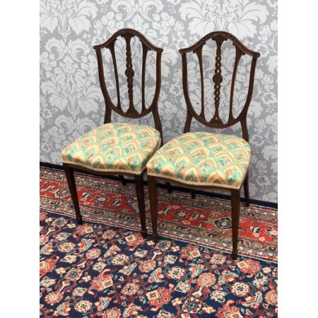 Edwardianisches Paar Schlafzimmer Stühle Massivholz antik ca 1890