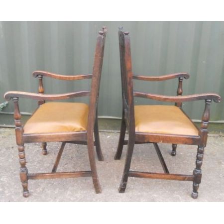 Ellbogen-Armstühle Paar Stühle Eiche Massivholzstühle antik ca. 1920