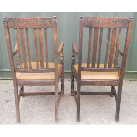 Ellbogen-Armstühle Paar Stühle Eiche Massivholzstühle antik ca. 1920