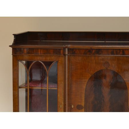 edle edwardianische antike Vitrine aus Mahagoni, mit Mahagoni Inlay, antik 
