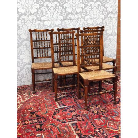 Satz von sechs Stühlen englisch Ulme Ulmenholz aus Lancashire viktorianisch