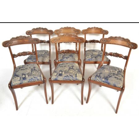 Satz / Set von sehcs Stühlen Mahagoni Massivholzstühle antik 19, Jahrhundert