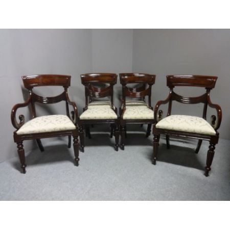 Set Satz von vier Stühlen William 4. Mahagoni Massivholzstühle Regentschaft