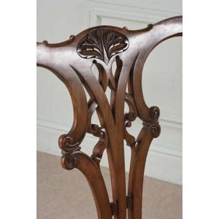 Set aus 8 antiken Mahagoni Esszimmerstühlen im Chippendale-Stil aus dem 19. Jahrhundert