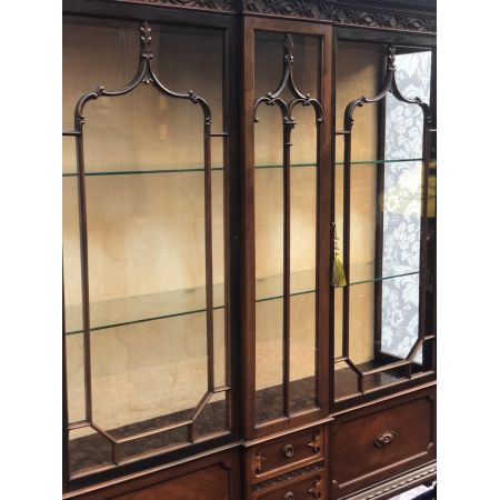 Antike große edwardianische Mahagonivitrine Chippendale Stil 