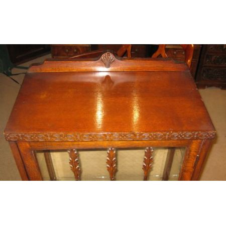 Antike edwardianische Eichenvitrine
