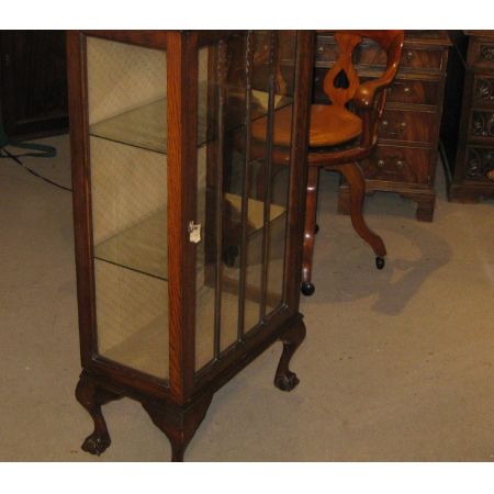 Antike edwardianische Eichenvitrine