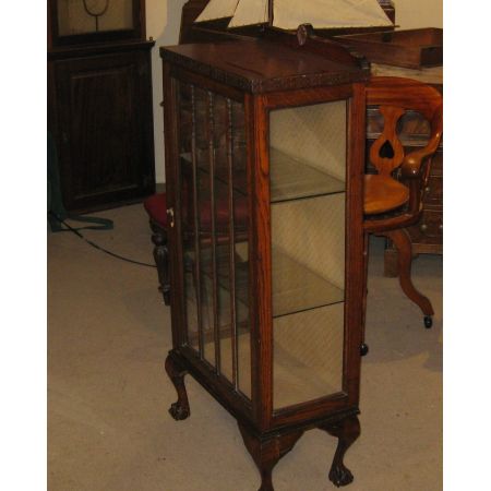 Antike edwardianische Eichenvitrine