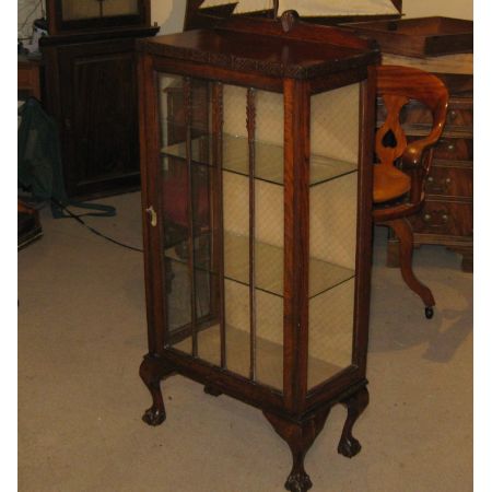 Antike edwardianische Eichenvitrine