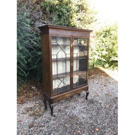 große antike edwardianische Mahagonivitrine, aus Massivholz