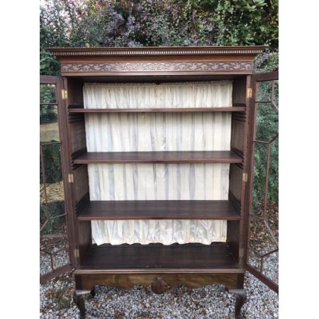 große antike edwardianische Mahagonivitrine, aus Massivholz