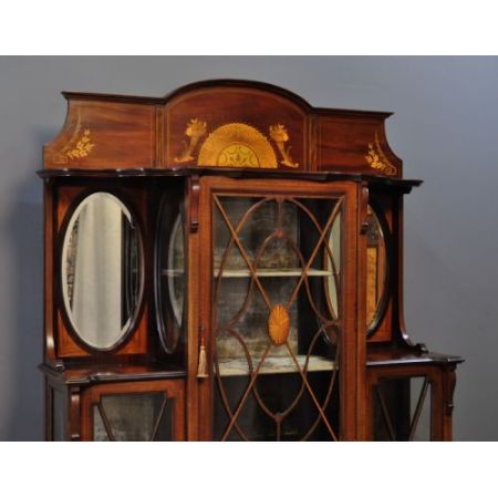 Große perfekte antike Vitrine Glasvitrine Mahagoni, sehr frühes 20. Jahrhundert