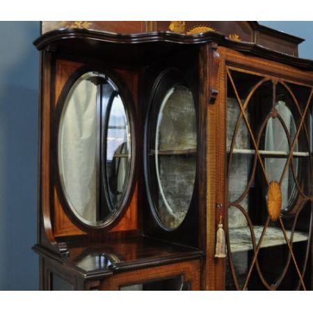 Große perfekte antike Vitrine Glasvitrine Mahagoni, sehr frühes 20. Jahrhundert